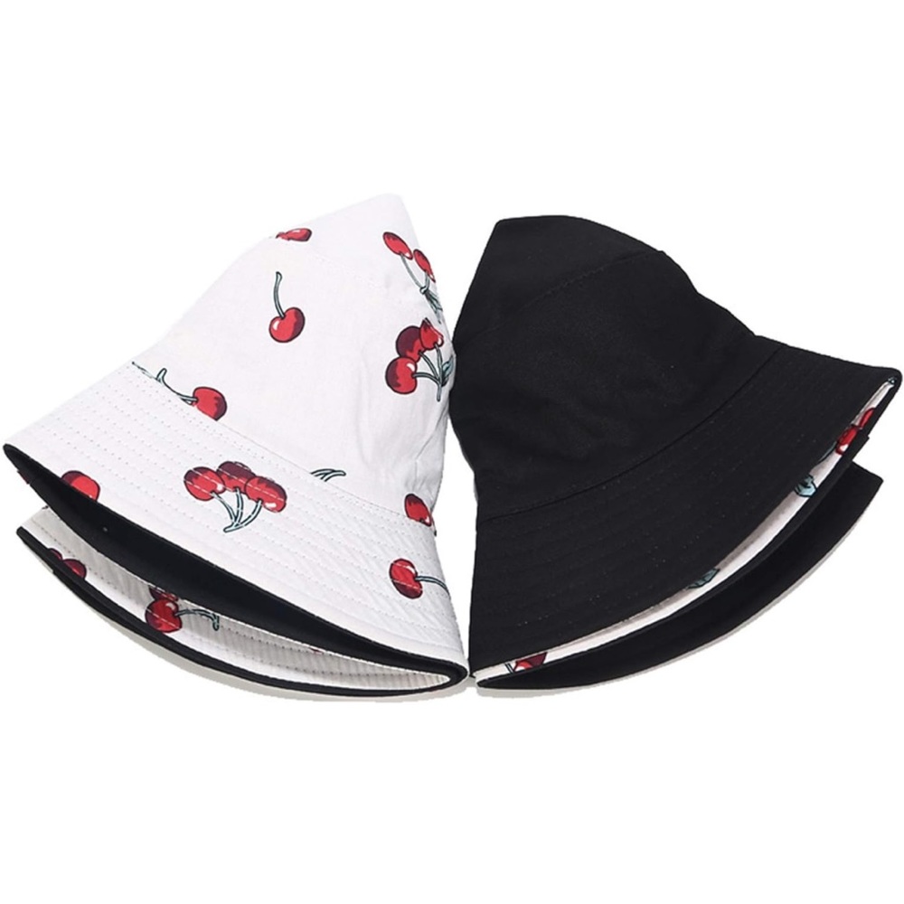 Unisex Cherry Print Double-Side-Wear Reversible Bucket Hat - Picture 5 of 9